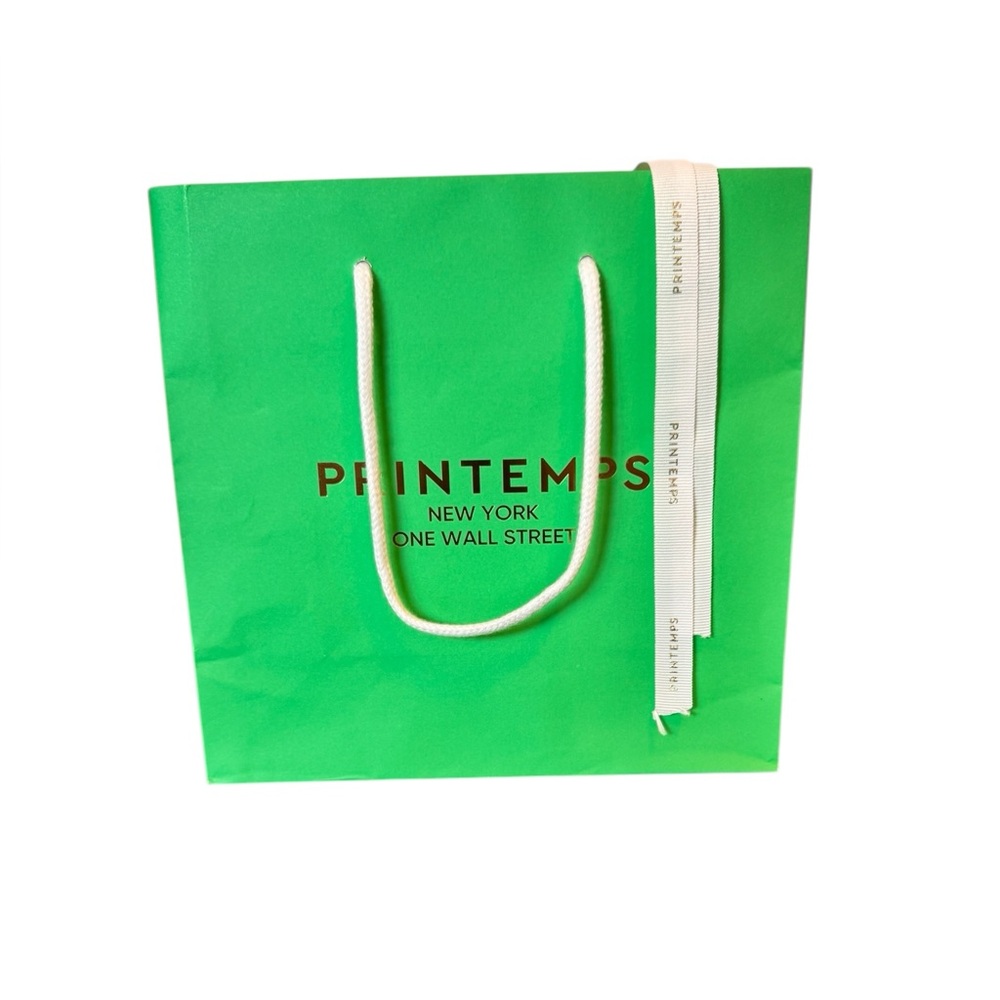 🔵 3/ $15 - Printemps New York Green Shopping Bag & Ribbon